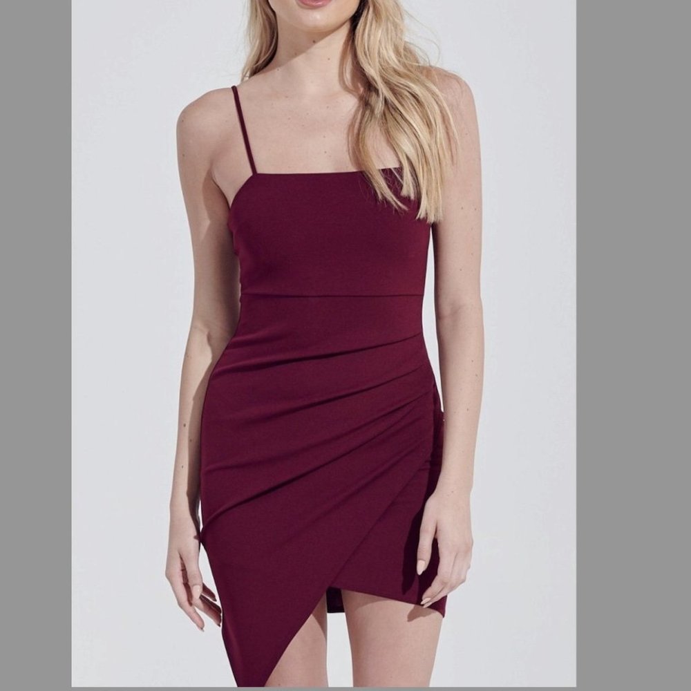 Blue Blush Women's Maroon Asymmetrical Mini Dress - size S